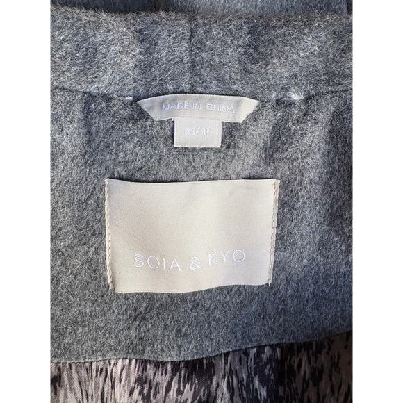 Soia & Kyo Grey Jemma Wool Blend Asymmetrical Side Pocket Car Coat - XS - Picture 14 of 16